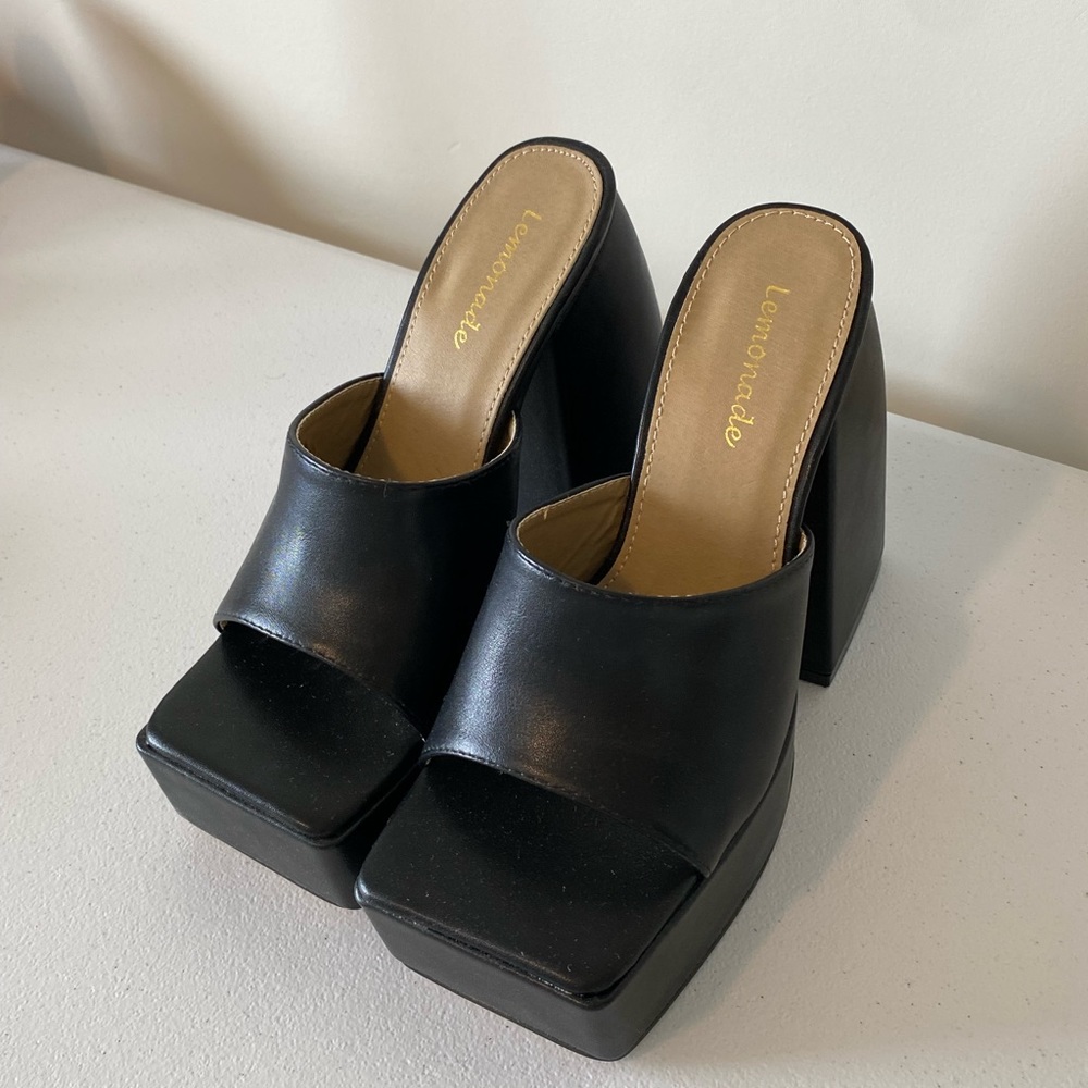 NWT Lemonade Black Platform Heels
